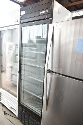 2019 Habco SE18 Commercial Single Door Reach-In Cooler, black frame, glass door, 115V, 1 Phase, used condition.