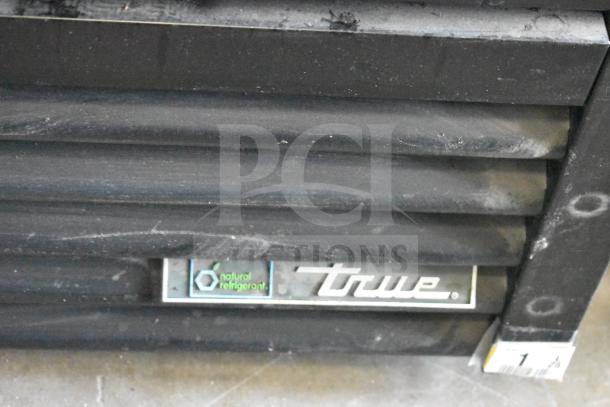 2021 True GDM-35F-HC commercial cooler, 2-door reach-in, 115V, natural refrigerant label, dusty condition.