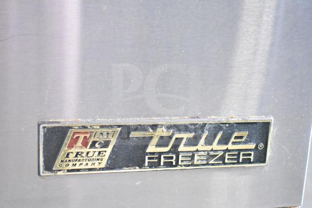 2016 True TWT-60F 2 Door Work Top Freezer, stainless finish, commercial casters, True logo visible, 115V, 1 Phase.