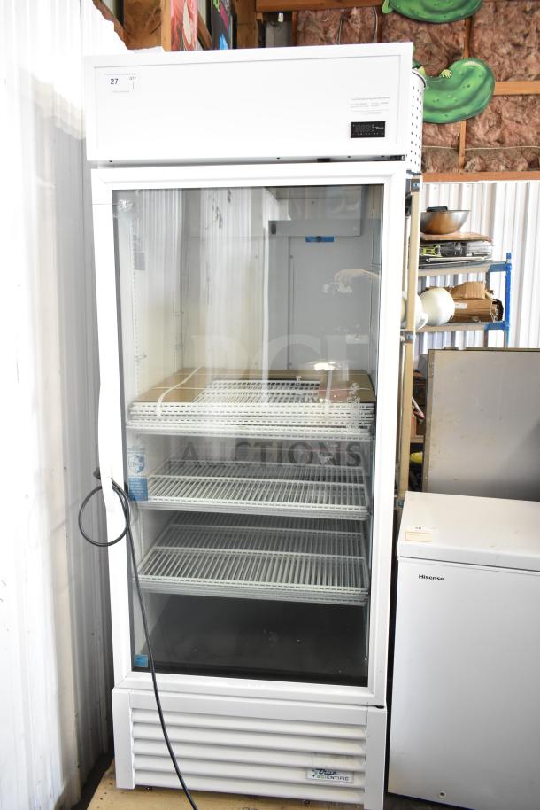 2021 True TSCI-600R-G-PH commercial refrigerated merchandiser, single glass door, adjustable shelves, 115V, 1-phase, excellent condition.