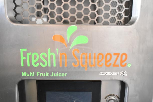 LATE MODEL! JBT 2ND-GEN-MFJ-HE Fresh N Squeeze commercial citrus juicer, floor style, on casters. 115V, 1 phase.