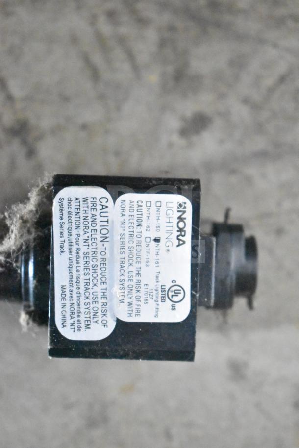 Nora Lighting track light fitting NTH-160 with caution label. UL listed, made in China. Part of mixed item auction lot.