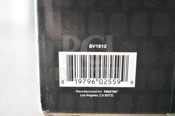 30 boxes of Berevino BV1812 stemless wine glasses, brand new. Barcode and manufacturer details on packaging.