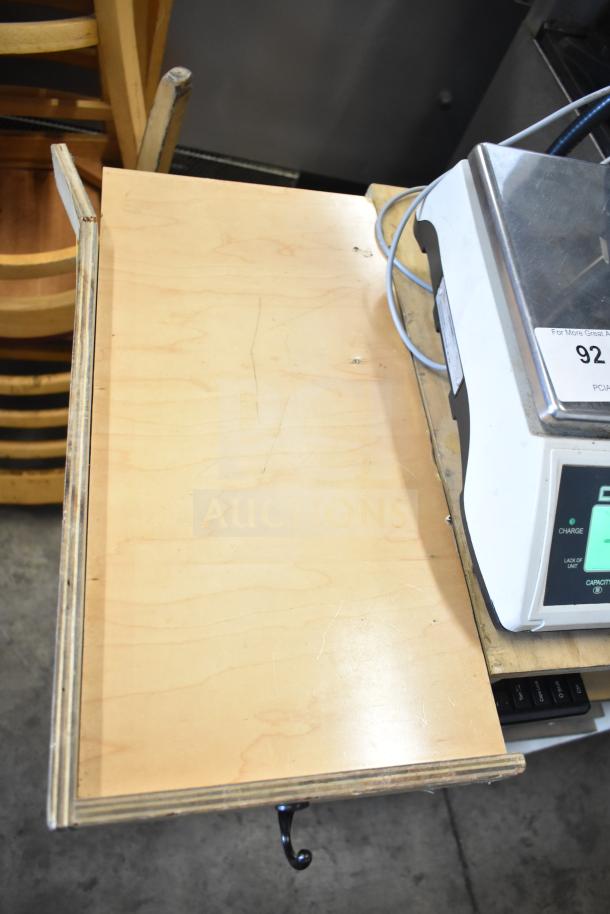 Acer V176L monitor with CAS ED scale on a wooden stand, tested and working, 120 volts, 1 phase. Visible display and scale details.