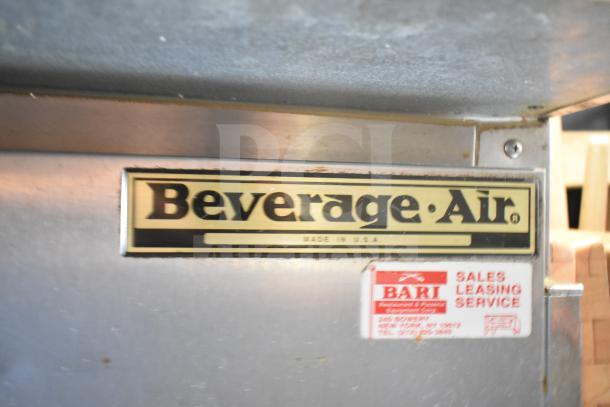 Beverage Air SP48-12C prep table label. Made in USA. Bari sales service tag visible.