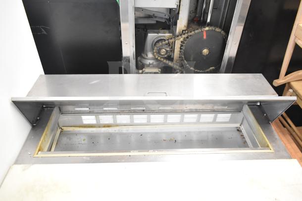 Beverage Air SP48-12C commercial prep table, stainless steel, used condition, 115V, 1 Phase, open top showing interior.