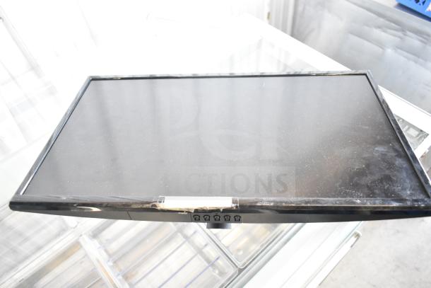 Three computer monitors including a Dell, Onn 100002480 22", and HP L1710 17". Slight wear visible.