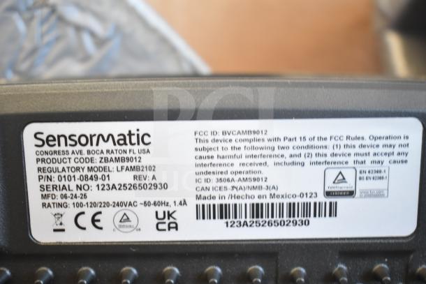 Sensormatic ZBAMB9012 Label Deactivator Antenna with product details and regulatory compliance label.