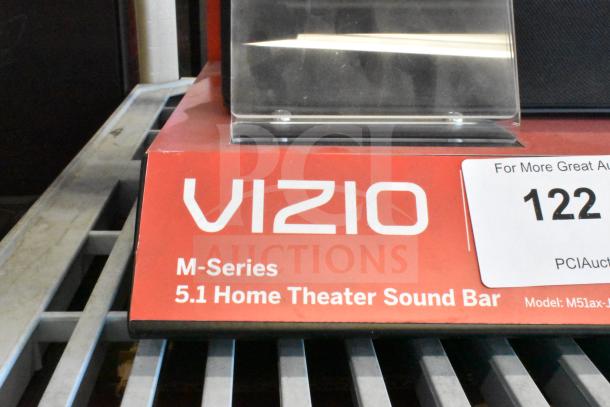 Vizio M Series 5.1 Home Theater Sound Bar System, model M51ax-J6, display unit. Shows Vizio branding and auction tag #122.