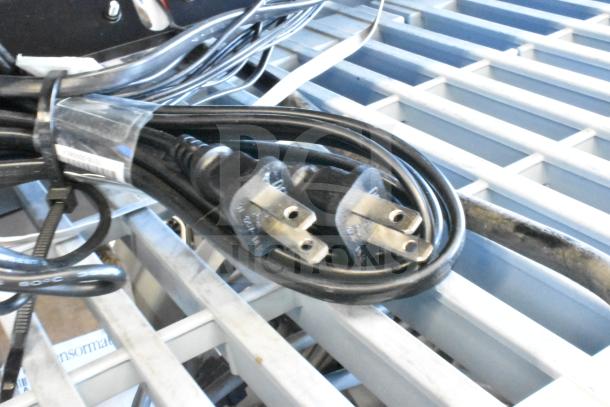 Vizio M Series 5.1 Home Theater Sound Bar System cables, black, bundled with zip ties, high-quality connection hardware.