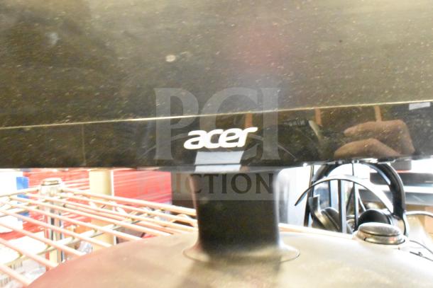 4 monitors including Costar, HP Compaq LE1711, Elo TouchSystems, Acer S240HL, mixed conditions, visible Acer logo.