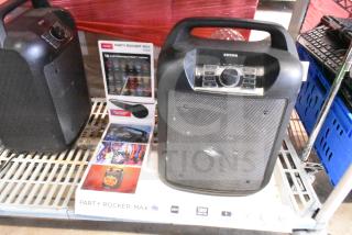 Ion Store Display with Speaker, featuring Party Rocker Max model. Includes 18 customizable themes and microphone.