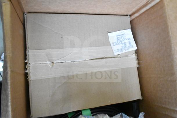 Box with Sensormatic ZBAMB9010-IPS Label Deactivator Controller and cables. Includes receipt on box flap. Condition unknown.