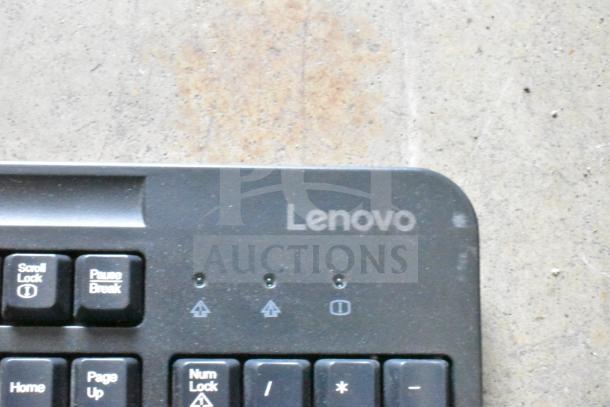 Lenovo branded keyboard, top view showing keys and indicators. Part of 13 various keyboards auction.
