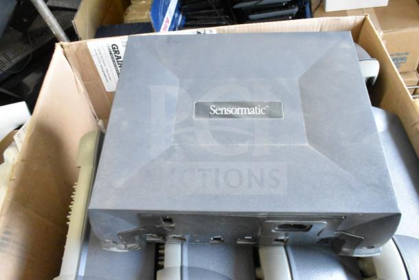 Sensormatic ZBAMB9010-IPS label deactivator antenna, lightly used, visible branding, boxed with connections shown.