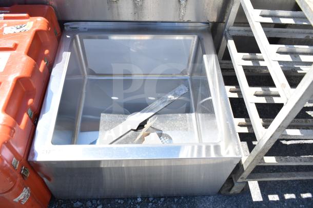 Regency 600SM242412 29" one compartment mop sink, stainless steel, 24"x24"x12" bowl, good condition, visible labels.