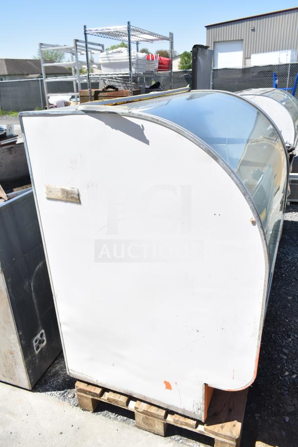 Leader CVK48 S/C deli display case, commercial floor style, glass front, minor wear, 115V, 1 Phase, on pallet.