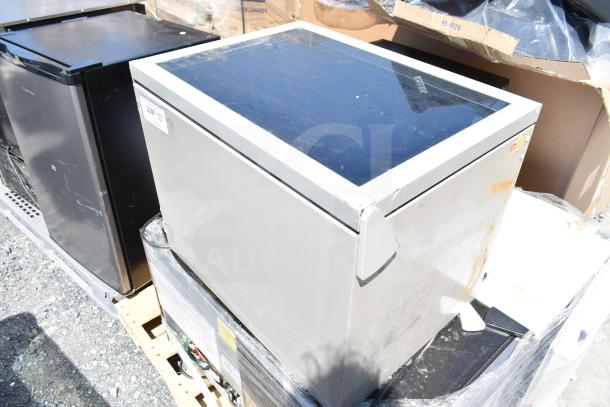 Four mini coolers including Frigidaire, Arctic Air, and Accucold models. 115 volts, 1 phase. Visible wear.