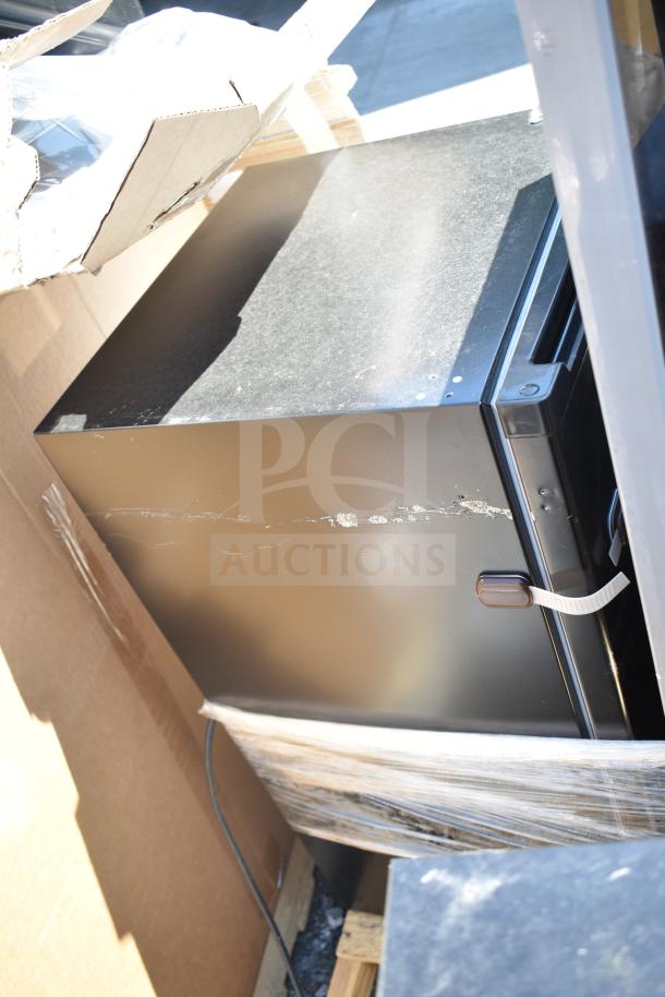 Four various mini coolers including Frigidaire, Arctic Air, Accucold. Visible scratches on cooler, 115 volts, 1 phase.