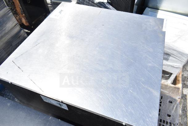 Two stainless steel mini coolers, 115 volts, 1 phase, visible wear, labeled with identification tag, auction item.