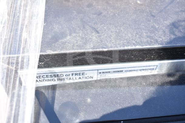 Four mini coolers including Black & Decker and EdgeStar, 115 volts, 1 phase. Label indicates recessed or free-standing installation.