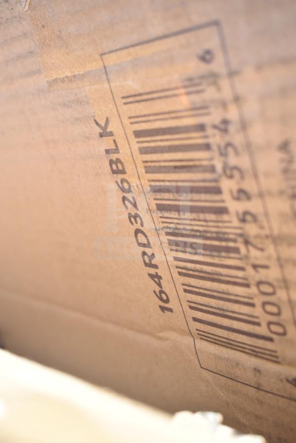 Cardboard box with barcode and marking "164RD326BLK," part of a lot including 16 new scratch and dent items.