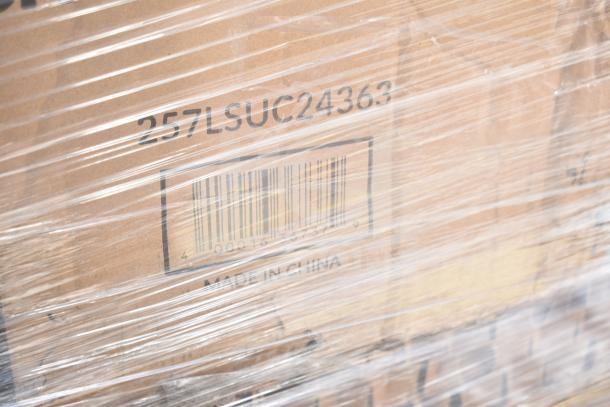 Cardboard box with barcode number 400016257579, marked "Made in China," wrapped in clear plastic, labeled 257LSUC24363.