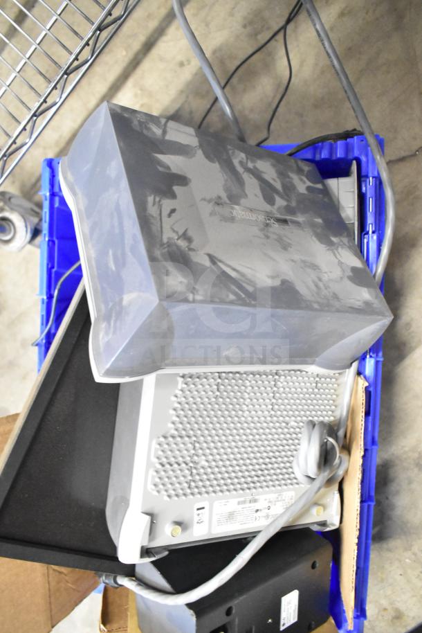 Lot of various items including Vizio SV510XW-0906 subwoofer and Sensormatic ZBSMPROE antenna deactivator, used condition.