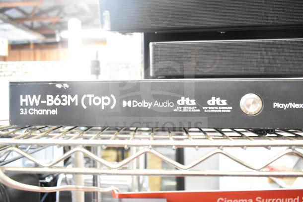 Samsung HW-B63M 3.1 Channel Sound Bar, Dolby Audio and DTS support, on store display rack.
