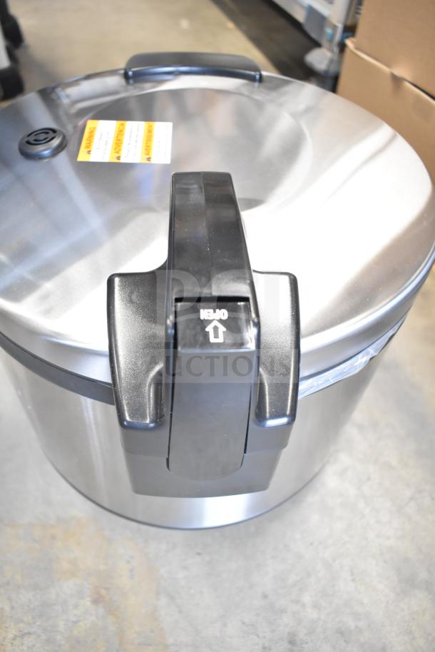 Brand new Proctor Silex 37560R 60 Cup Electric Rice Cooker, stainless steel, scratch and dent condition, 120 volts.