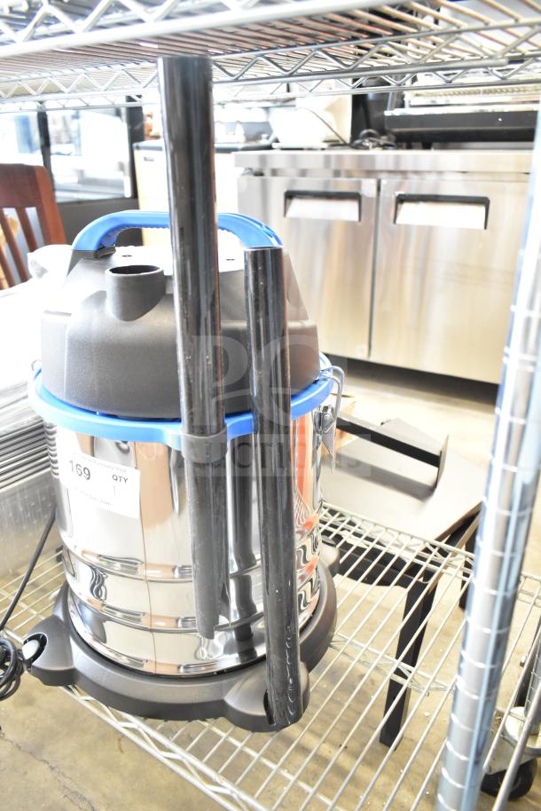 BRAND NEW Lavex 944BJ1235G 5 Gallon Stainless Steel Wet/Dry Vacuum, Toolkit, 100-120V, Scratch/Dent Condition.