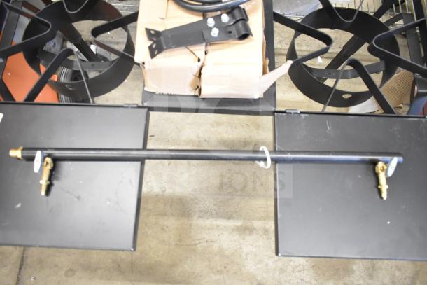 Brand new 2-burner propane gas range with scratch and dent. Features dual burners, sturdy metal frame, and gas connectors.