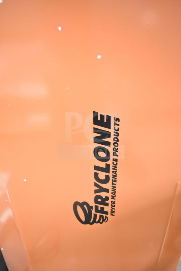 Brand new Fryclone 259OS100 fryer oil shuttle, 70-100 lb capacity, scratch and dent condition. Orange with logo.