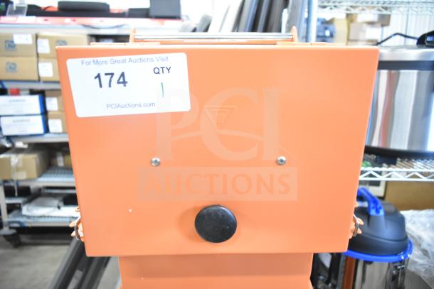 Brand new Fryclone 259OS100 fryer oil shuttle, 70-100 lb capacity. Label indicates auction item number 174. Scratch and dent condition.