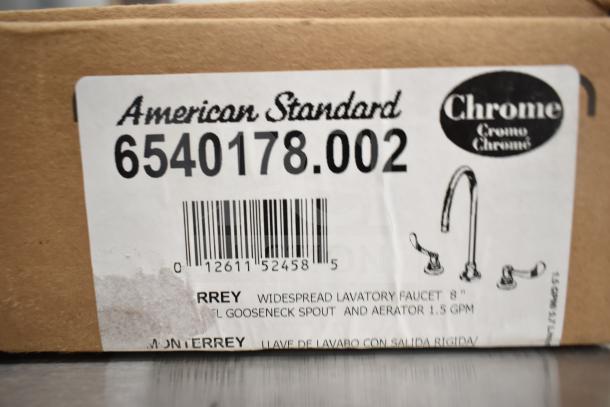 American Standard 6540178.002 Monterrey faucet box, chrome finish, 1.5 GPM, widespread, 8" centers, swivel spout.