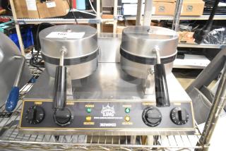Brand new Carnival King 382WSM22 double waffle maker with timers, 120V. Non-stick, scratch and dent condition.