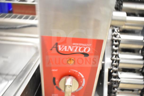 Brand new Avantco 184T18A Commercial Vertical Conveyor Bun Toaster, 120V, with visible control panel and minor scratches.