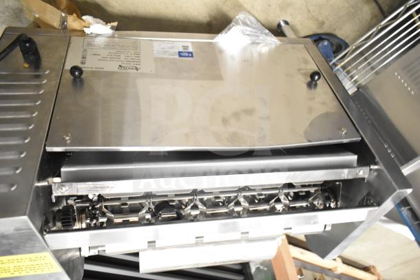 Brand new Avantco 184T18A commercial vertical contact conveyor bun toaster, 120V, scratch and dent condition.