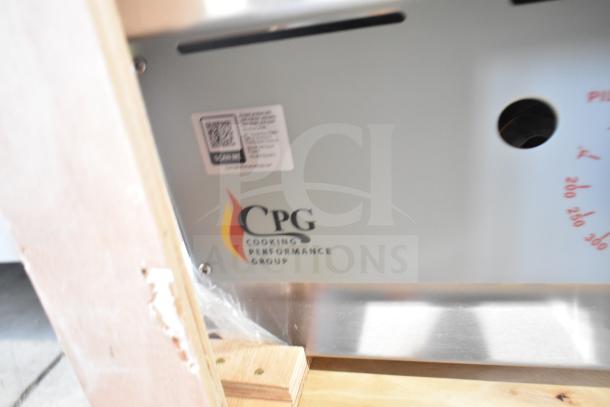 BRAND NEW SCRATCH AND DENT! Cooking Performance Group commercial countertop flat top griddle with thermostatic controls.