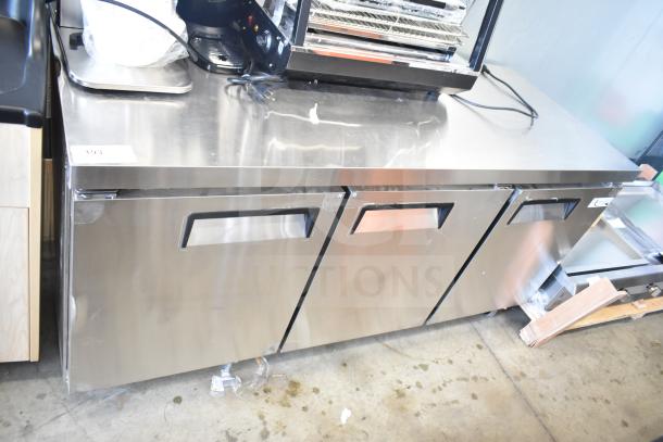 Brand new Avantco 178AU72R 3-door undercounter cooler. Scratch and dent condition, 115 volts, 1 phase.