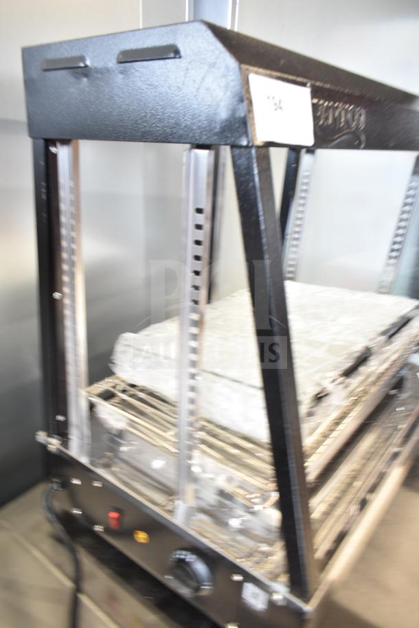 Avantco 177HDC26 26" heated display case, 3 shelves, sliding doors, missing glass panels, 120V, 1 phase, scratch & dent.