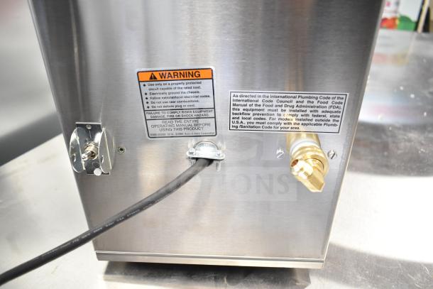 BRAND NEW SCRATCH AND DENT Bunn ICB-DV BrewWISE stainless steel coffee brewer. Features caution labels. 120V, 1 Phase.