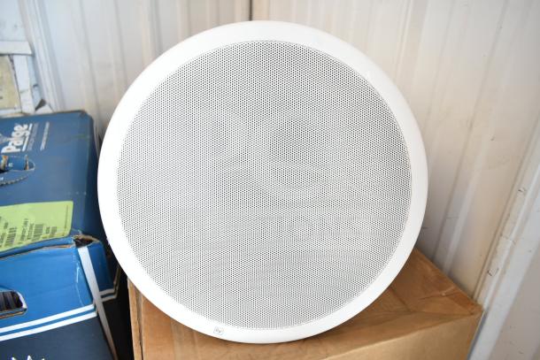 7 Electro-Voice EVID-P6.2W speakers, round white design, good condition, in original packaging.