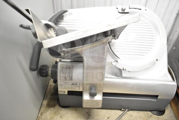 Hobart 2912 Commercial Countertop Meat Slicer, 115 Volts, 1 Phase, used condition, visible labels detail operating instructions.