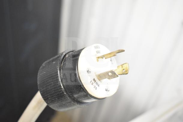 Metro C175-HM2000 heated holding cabinet, 120V, 1 phase, on commercial casters. NEMA L5-20 power plug shown.