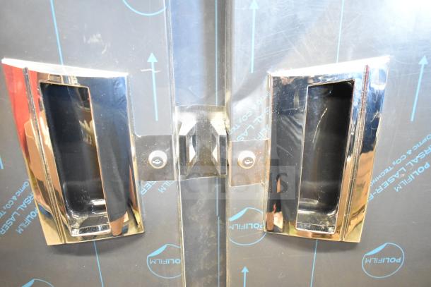 BRAND NEW SCRATCH AND DENT! 2026 Delfield 6051XL-S commercial 2 door cooler. Polished handles, minor imperfections.