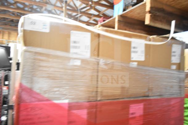 30 new boxes of Electro-Voice EVID-P6.2UW Pendant Speaker 6.5", scratch and dent condition, stacked and wrapped.