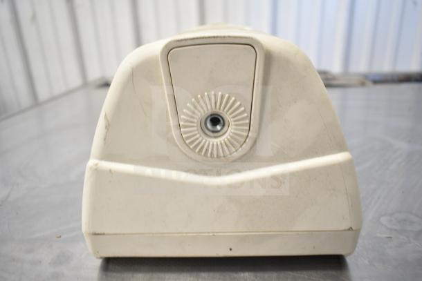 Bosch LB20-PC60EW-5L speaker, white, showing rear view with connector, used condition, minor scuffs visible.