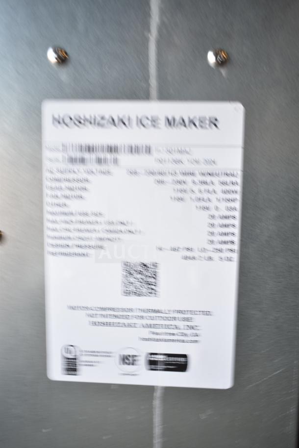 Hoshizaki F-501MAJ Commercial Ice Head label detailing model, voltage (208-230V), and phase (1).