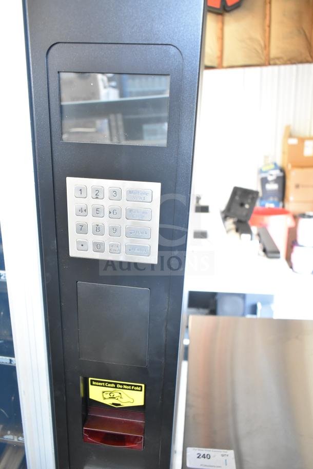BRAND NEW KoolMore commercial vending machine with keypad and cash slot in excellent condition. Minor scratches and dents visible.